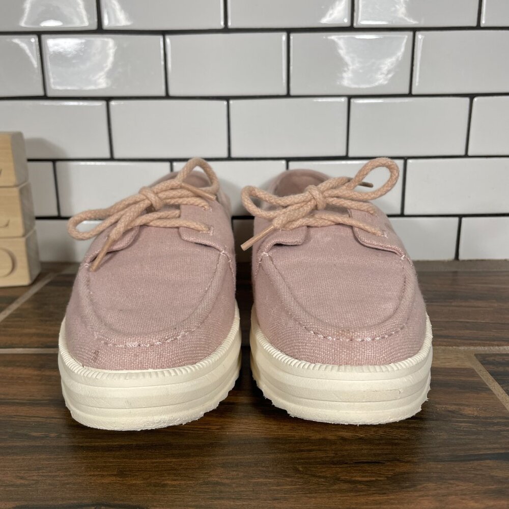 Sperry Cruise Plushstep Boat Shoes Womens Size 7.5 Light Pink 2 Eye Platform Moc - Picture 2 of 13